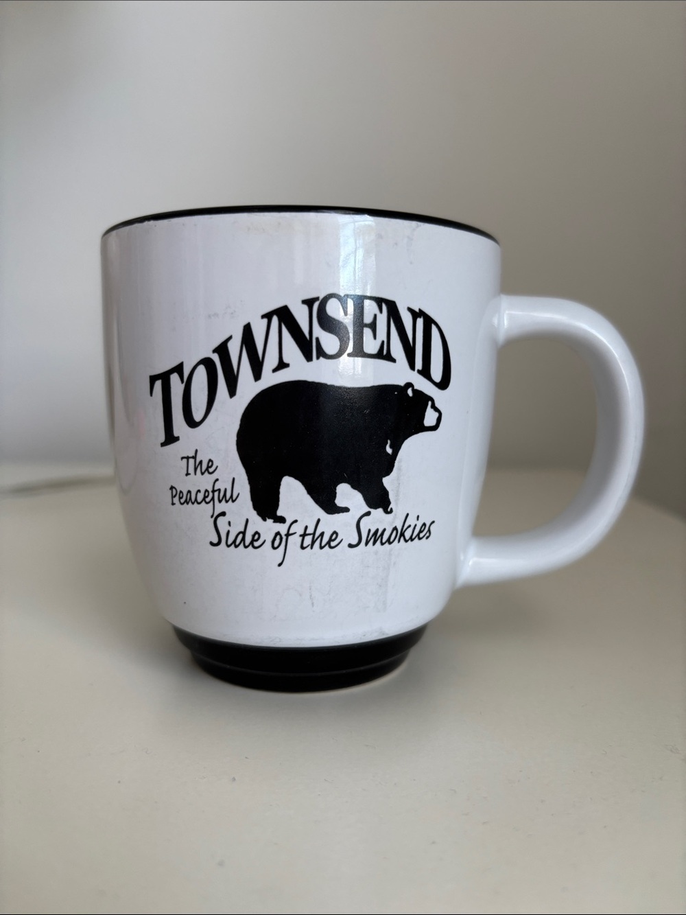 Townsend Smokey Mountains Black Bear Trailhead Steakhouse Coffee Mug black white